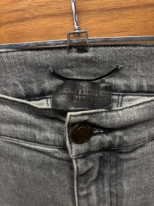 2016 Saint Laurent by Hedi Slimane ‘Black Chain’ Grey D02 Skinny Jeans