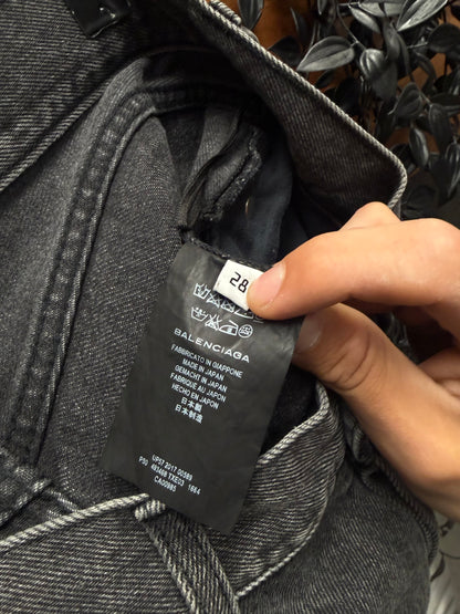 2017 Balenciaga Button Fly Straight Cut Washed Black Denim