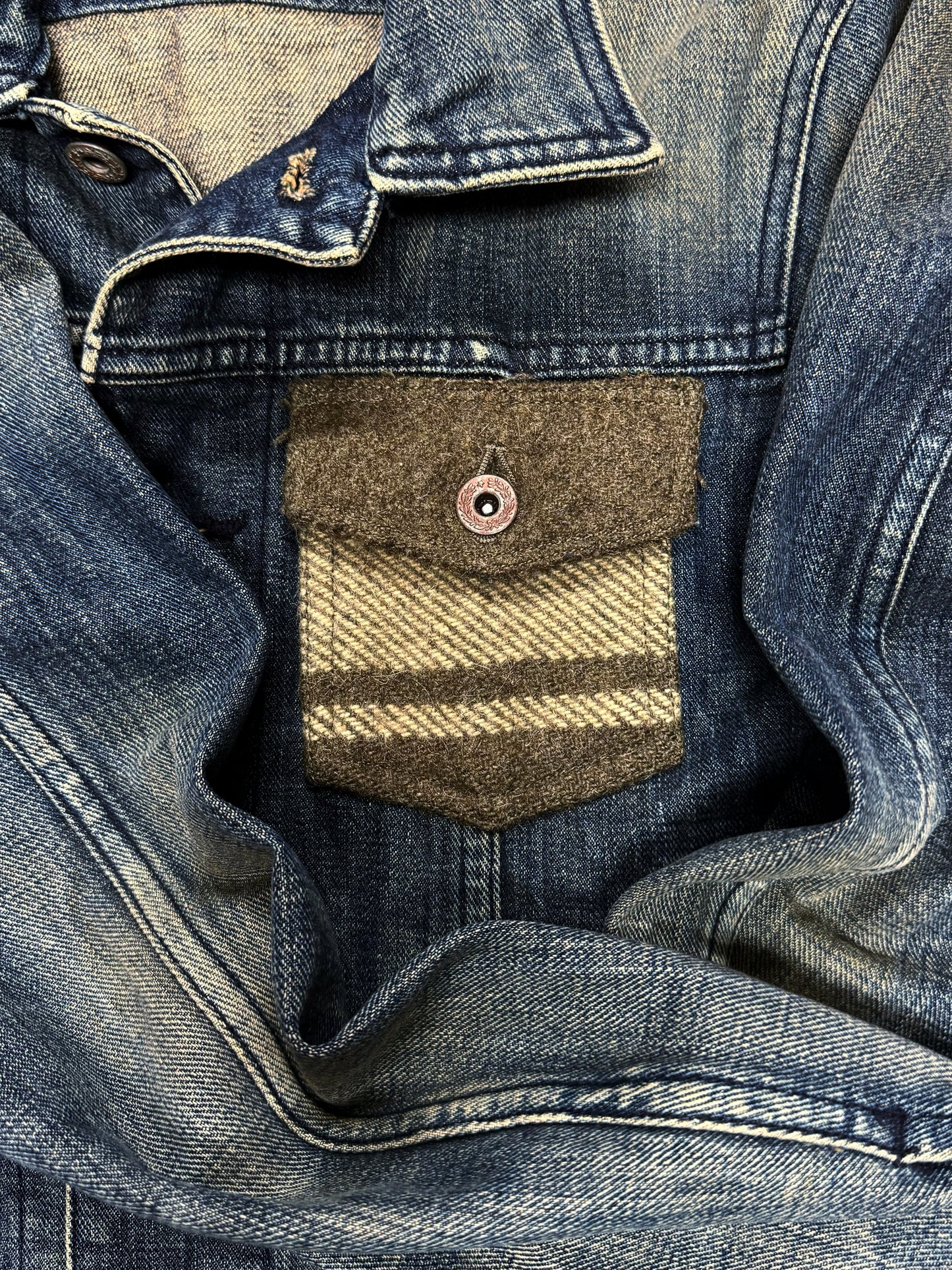 Tete Homme Wool Pocket Denim Trucker Jacket