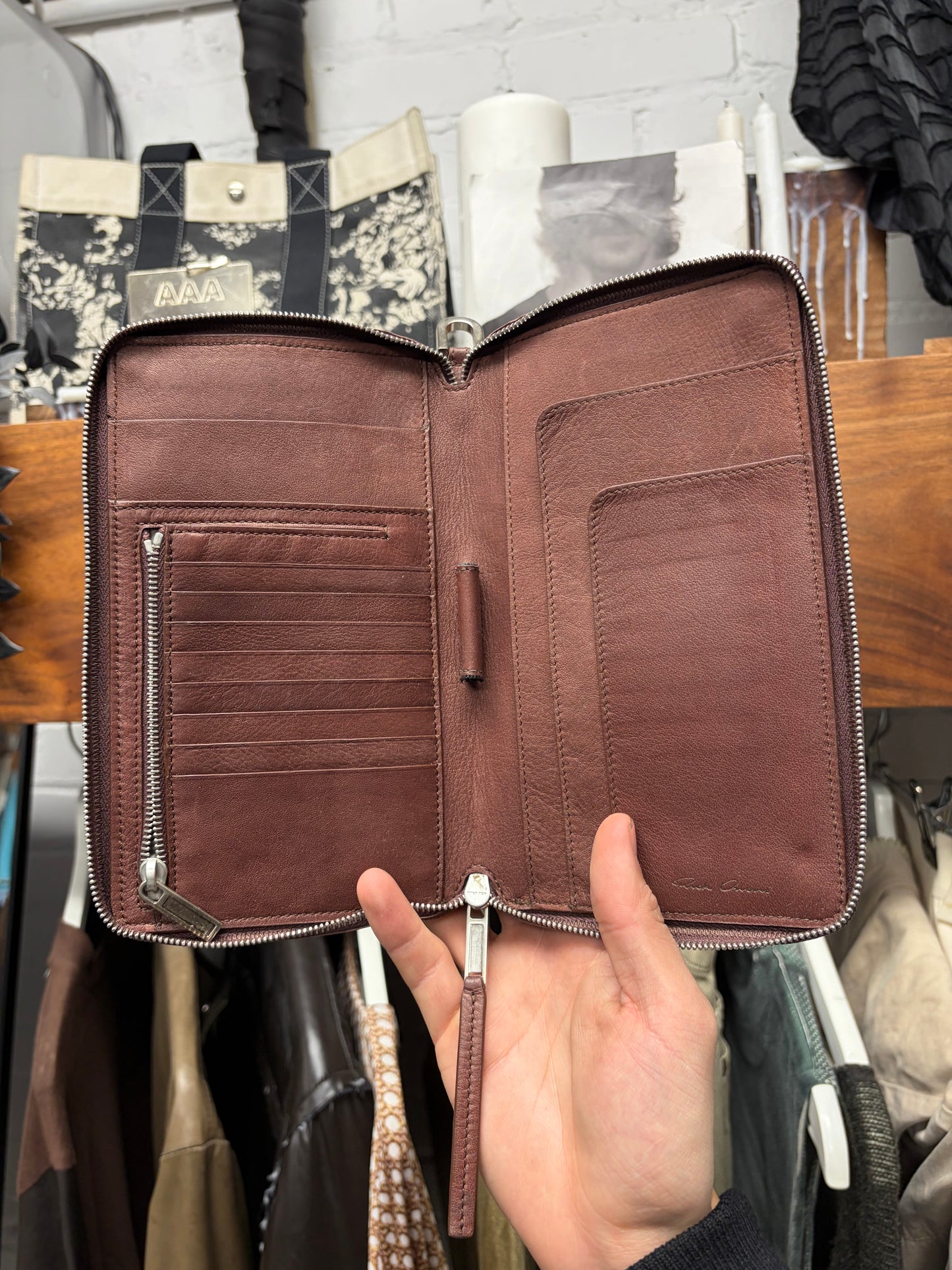 AW2014 Rick Owens ‘Moody’ Aged Brown Leather Long Wallet