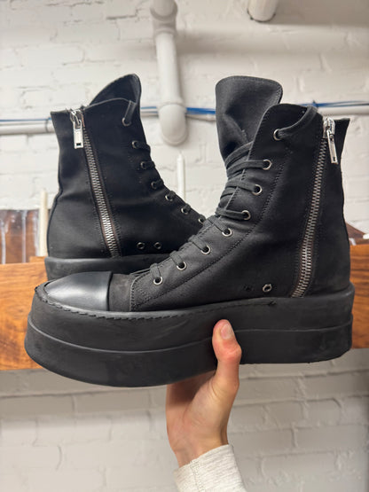 Rick Owens ‘Double Bumper’ Canvas ‘Ramones’ High Top Sneakers