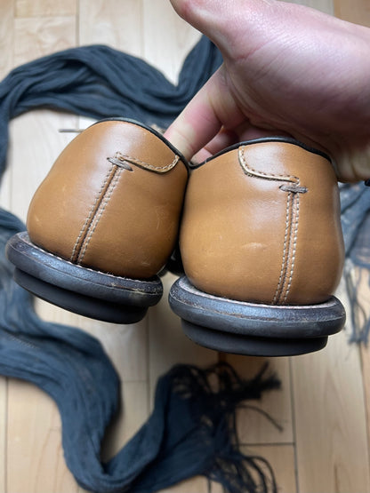 Prada Low Top Caramel Brown Leather Bowling Sneakers