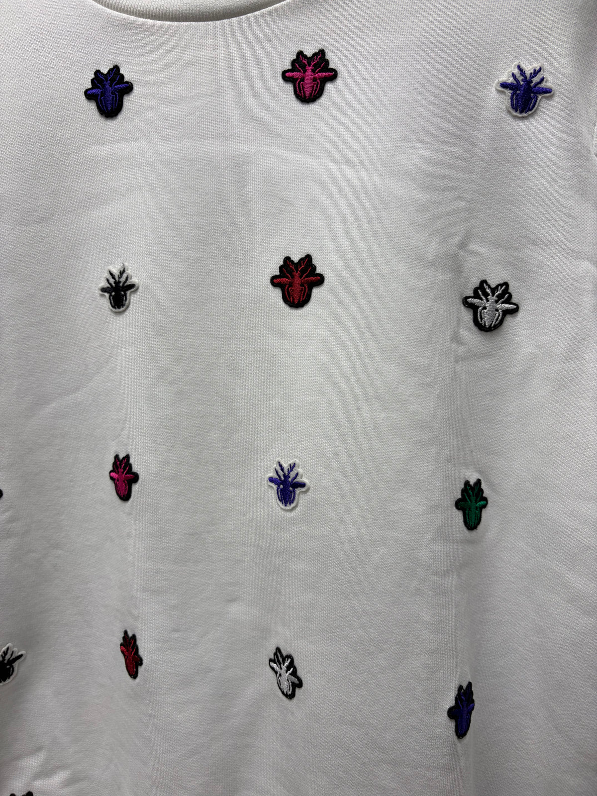 Dior Homme Multi-Coloured ‘Bee Logo’ Patch Embroidered White Crewneck Sweater