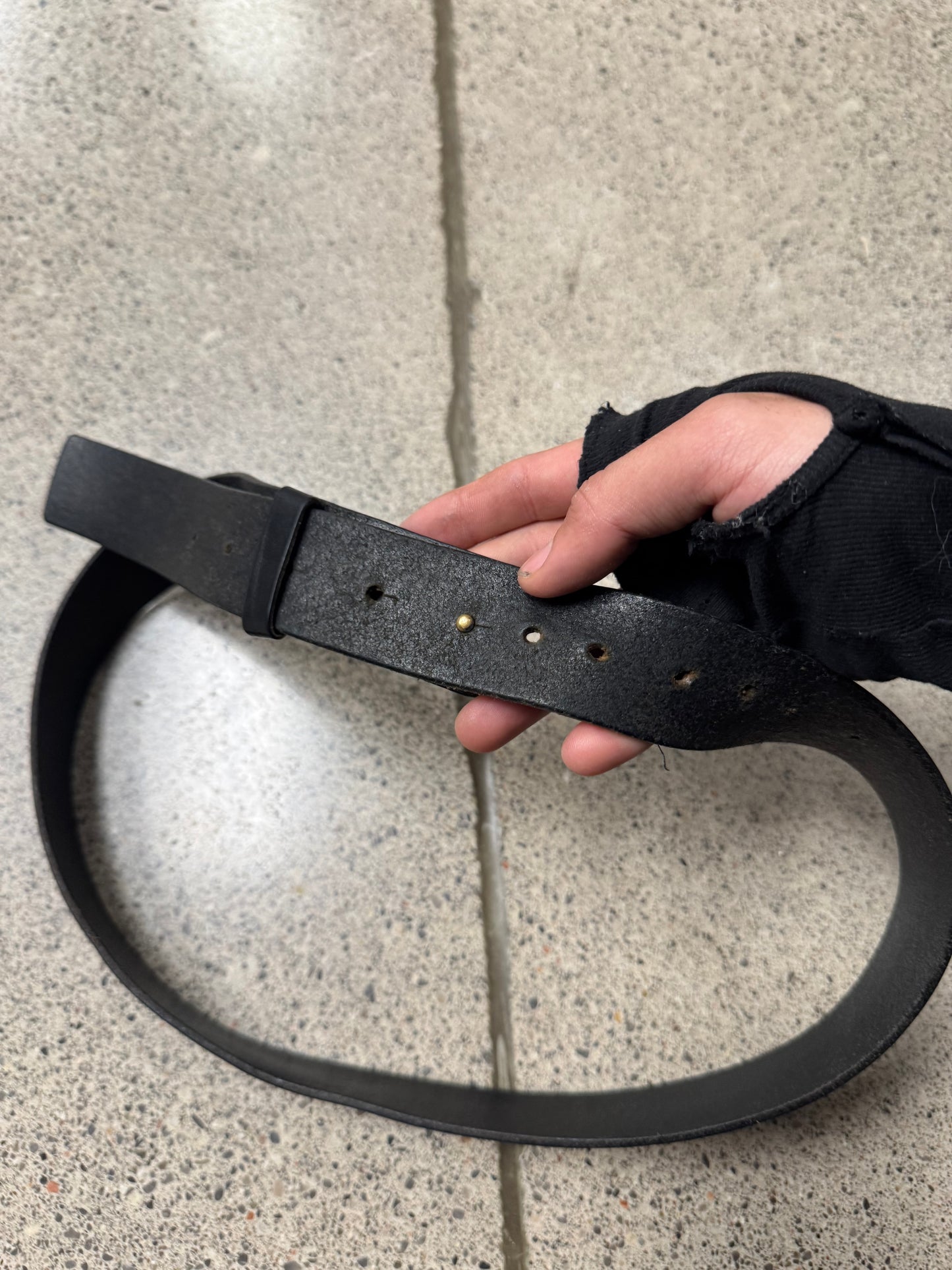 Number (N)ine Miyashita Era Silver ‘Square Buckle’ Leather Belt
