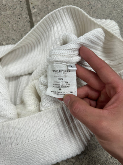2000s Stone Island Cream White Badge Logo Knit Sweater
