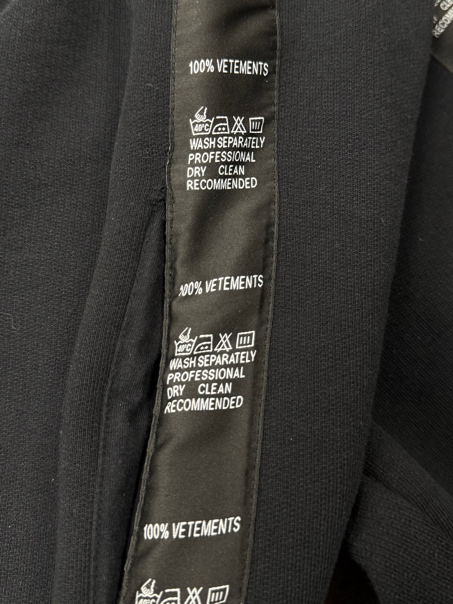 SS2019 Vetements ‘Wash Tag’ Striped Logo Sweatpants