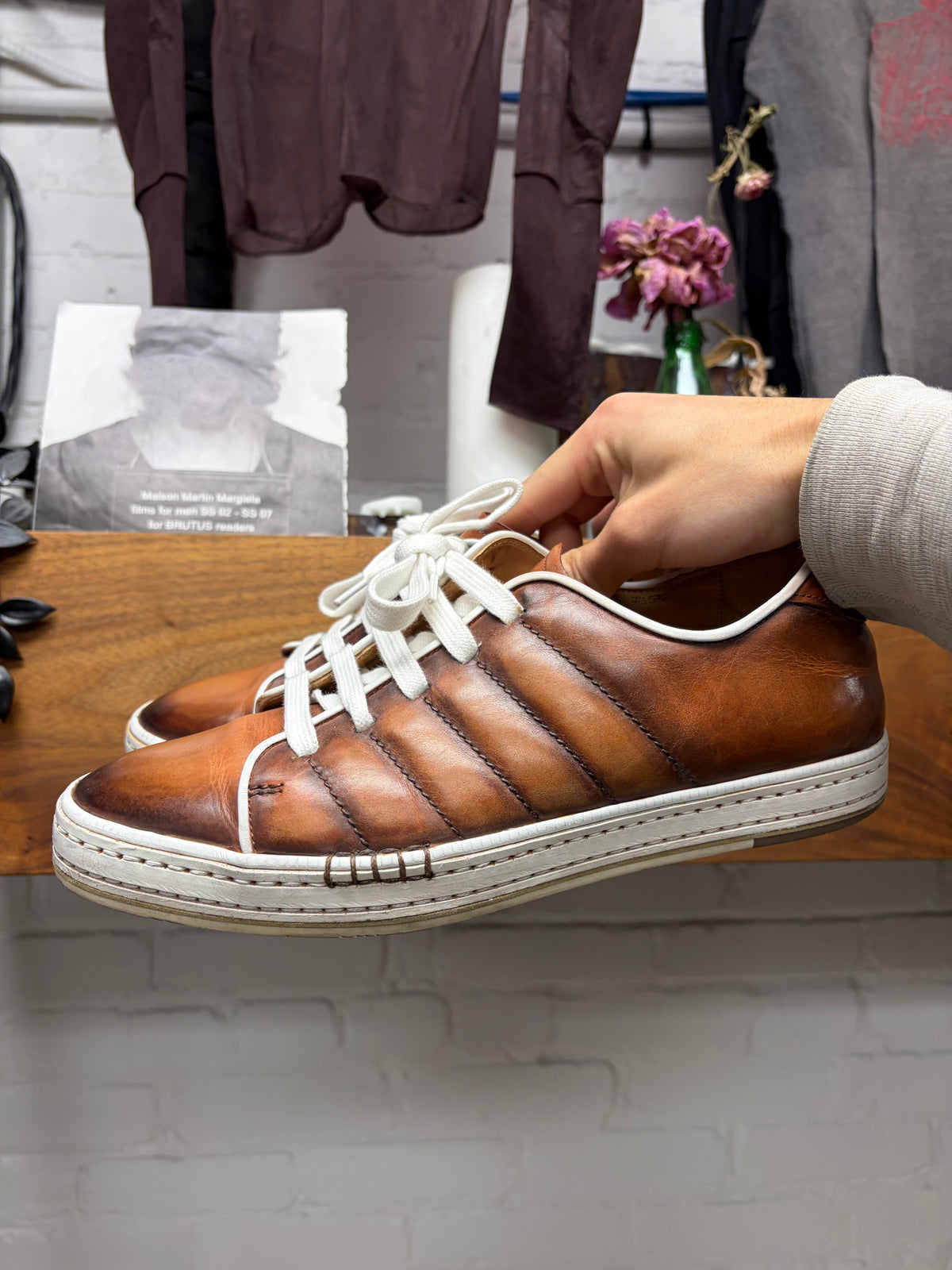 Berluti ‘Playfield’ Brown Patina Leather Low Top Sneakers