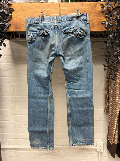 SS2004 Junya Watanabe ‘Crash’ Heavily Distressed Blue Skinny Jeans