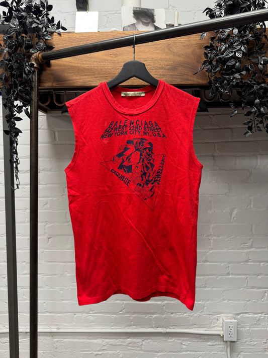 2000s Balenciaga by Ghesquiere ‘Jewelry District’ Distressed Tank Top