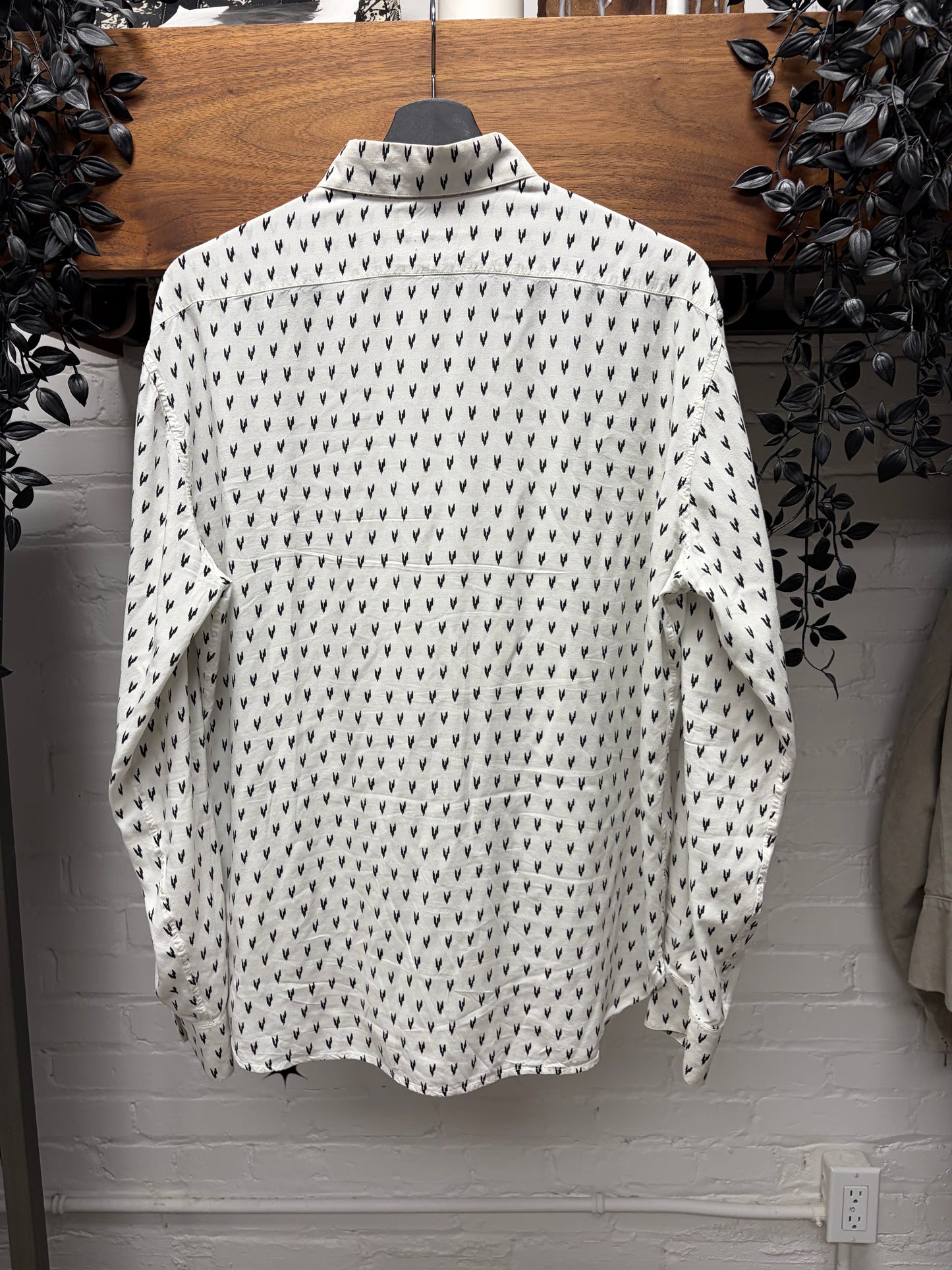 Saint Laurent ‘Lightning’ White Silk Button Up Shirt
