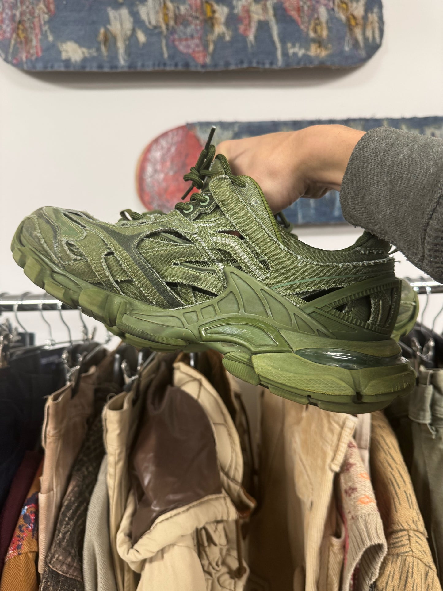 Balenciaga ‘Track 2’ Canvas Green Low Top Sneakers