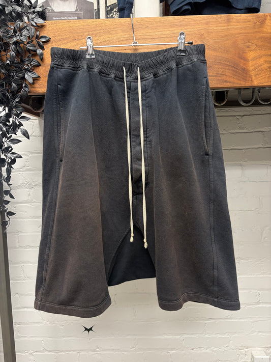 Rick Owens Sun-Faded Black Cotton Pod Shorts