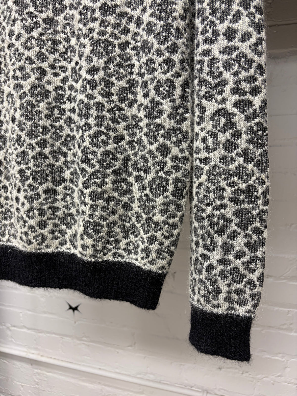 AW2015 Saint Laurent by Hedi Slimane Dark Green ‘Babycat’ Leopard Pattern Sweater