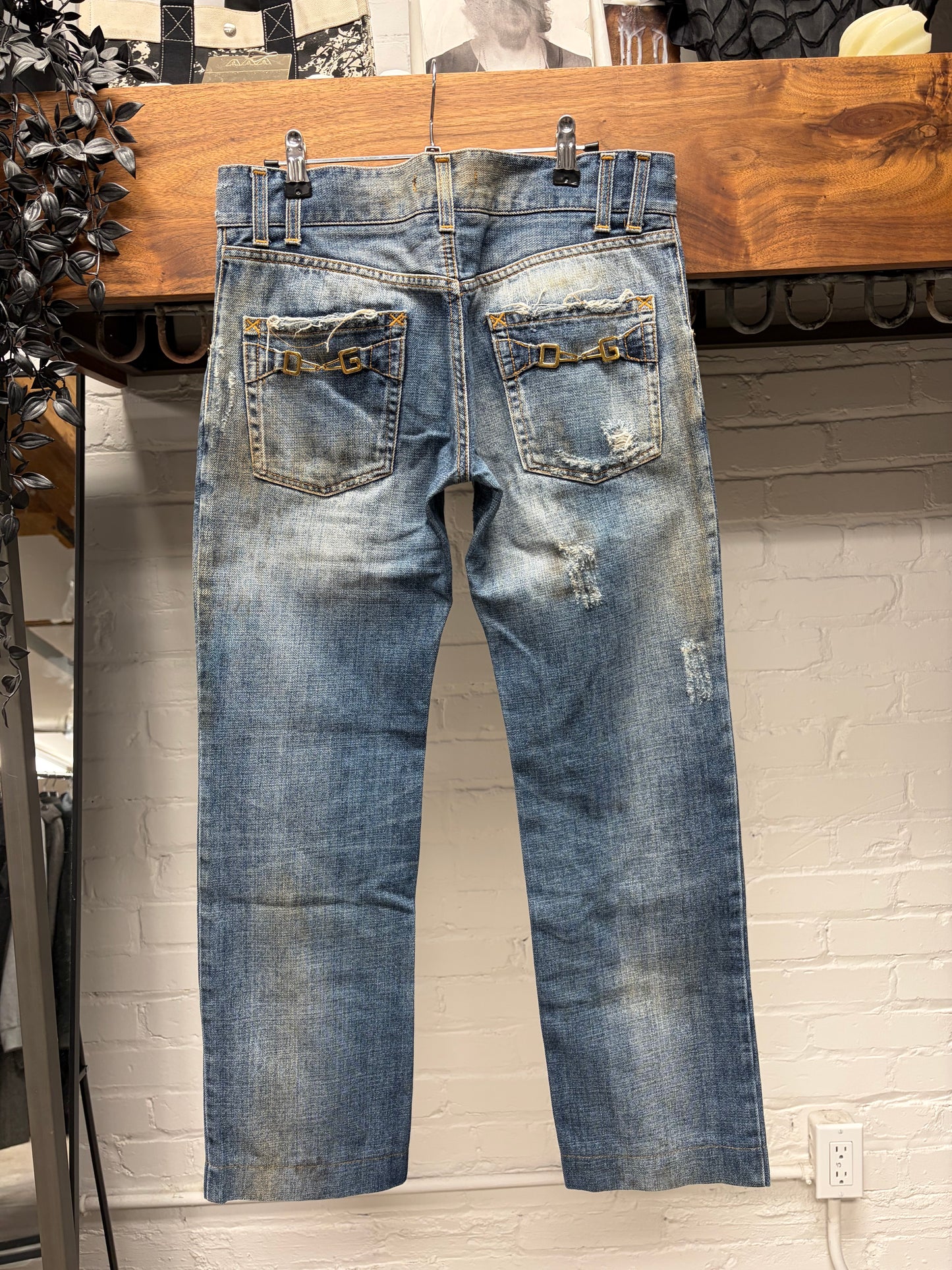 2000s Dolce & Gabbana ‘Horsebit’ D&G Logo Mudwash Blue Denim