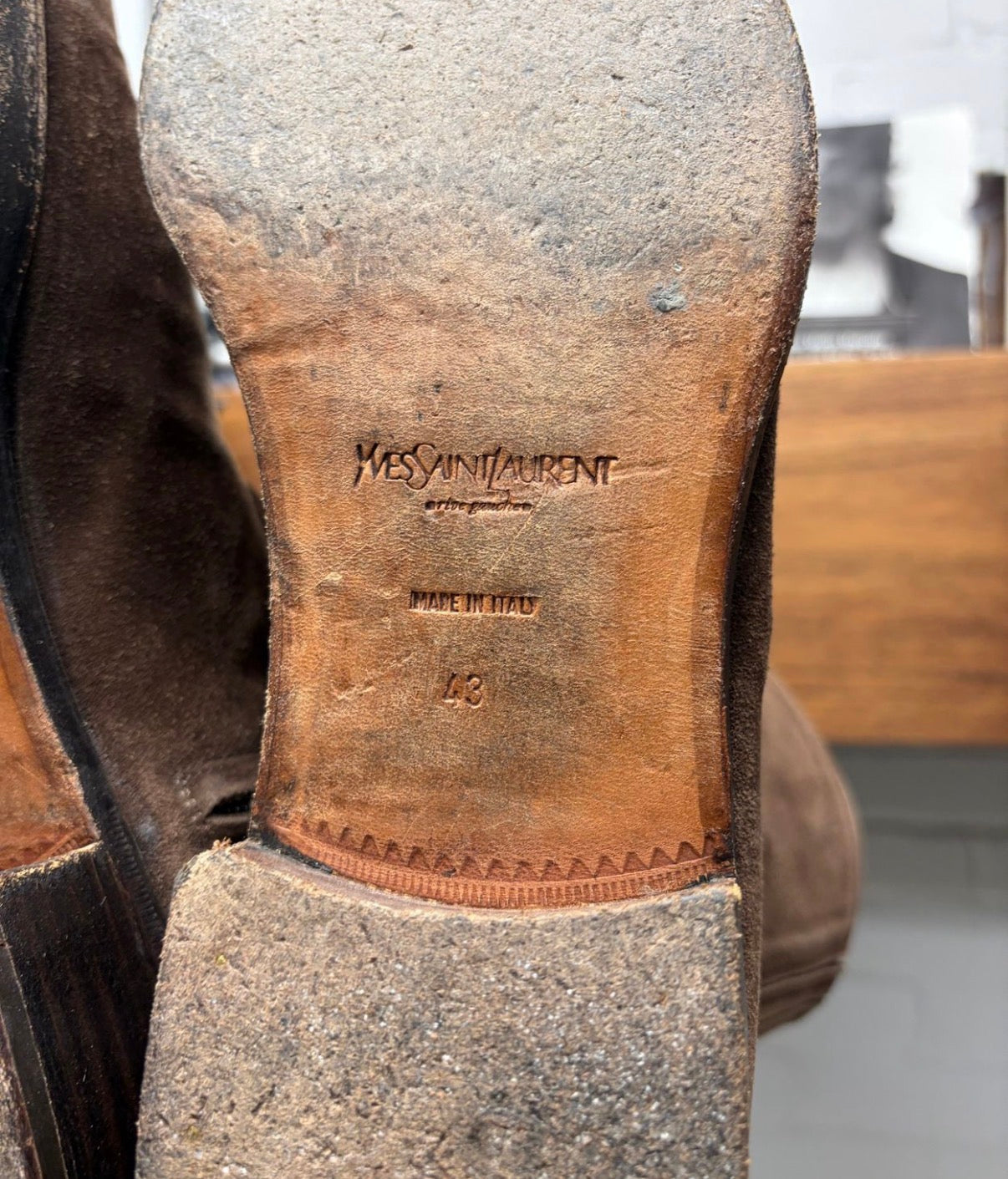 Yves Saint Laurent ‘Rive Gauche’ by Tom Ford ‘Accordion’ Brown Suede Boots