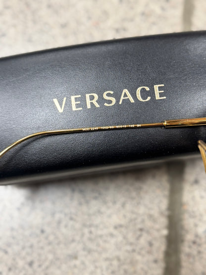 Versace ‘Buff’ Gold Square Shape Medusa Head Sunglasses