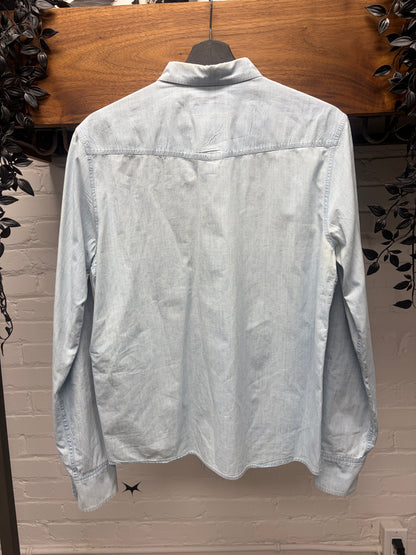 Prada Light Wash Blue Denim Western Inspired Button Up Shirt
