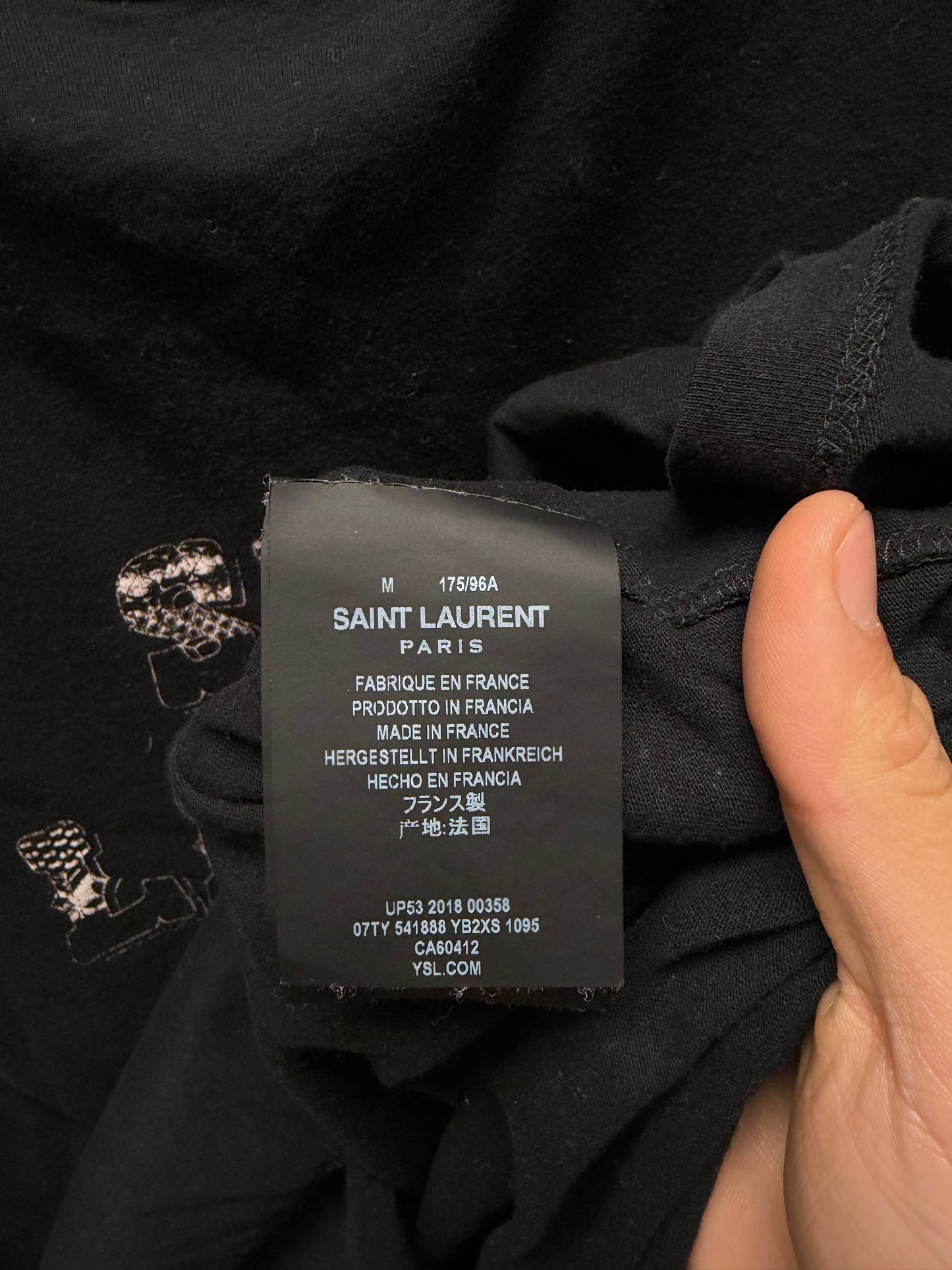 2018 Saint Laurent ‘Western’ Black Cropped Graphic T-Shirt.