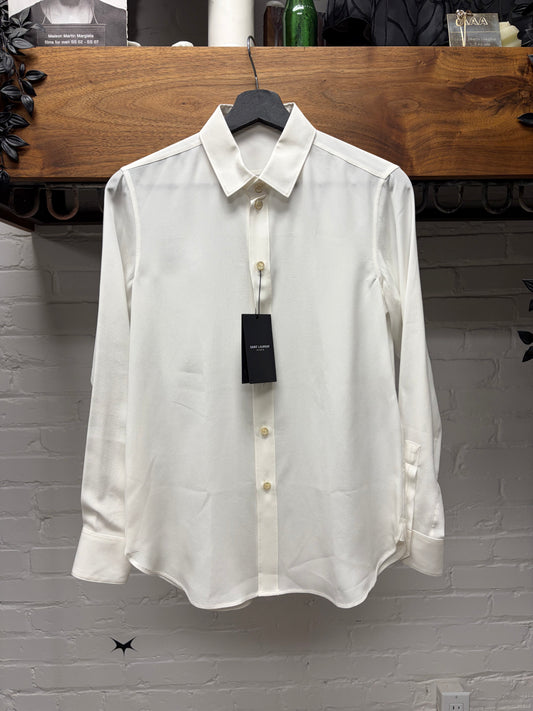 Saint Laurent White Silk Button Up Shirt