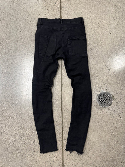 Thom Krom ‘Scar-Stitch’ J-Cut Black Raw Hem Denim