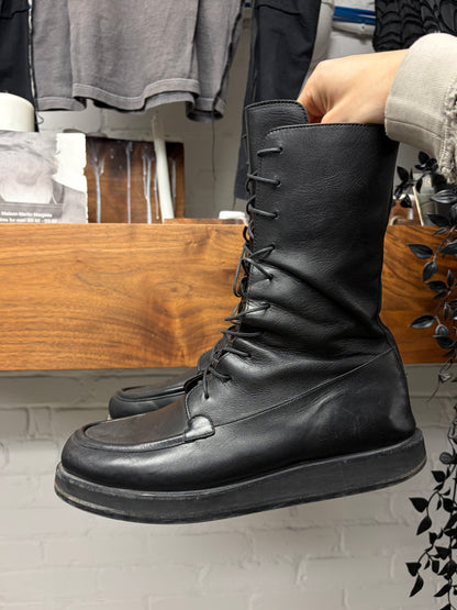 The Row ‘Patty’ Black Calfskin Leather Lace-Up Combat Boots