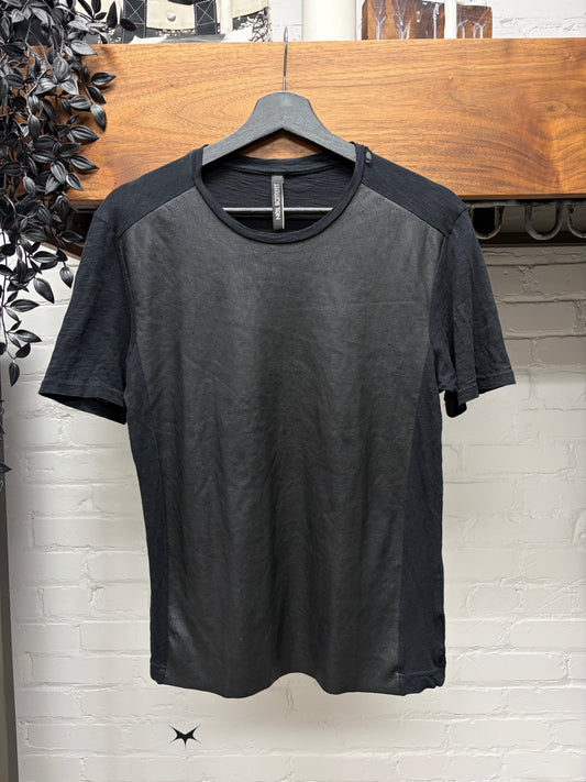 Neil Barrett Lambskin Leather Panelled Black Cotton T-Shirt