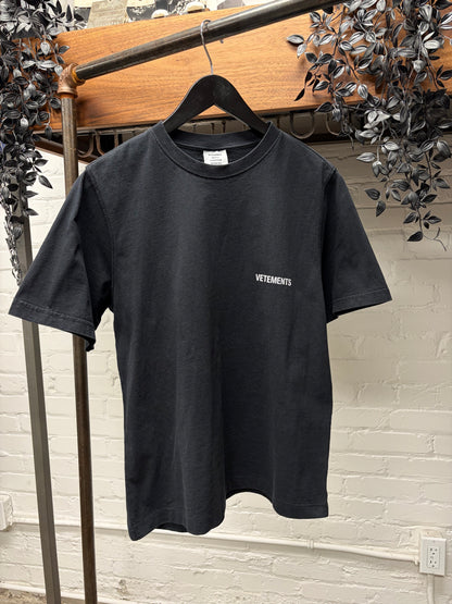 AW2021 Vetements ‘Minimal Logo’ Black Short Sleeve Shirt