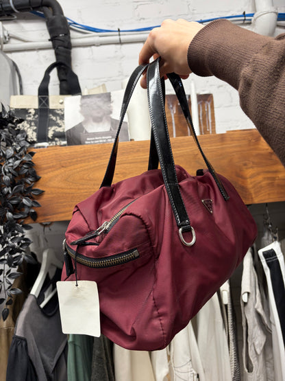 Prada Tessuto Nylon Oxblood Red Mini Gym Bag