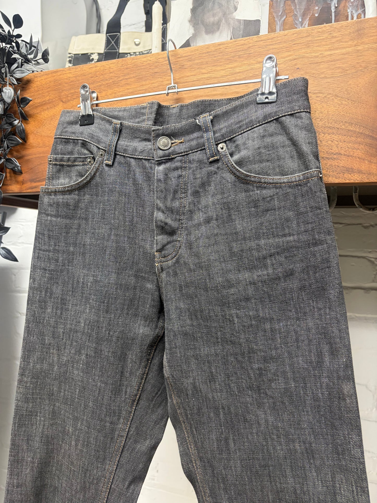 2000s Gucci Washed Grey Bootcut Button Fly Denim