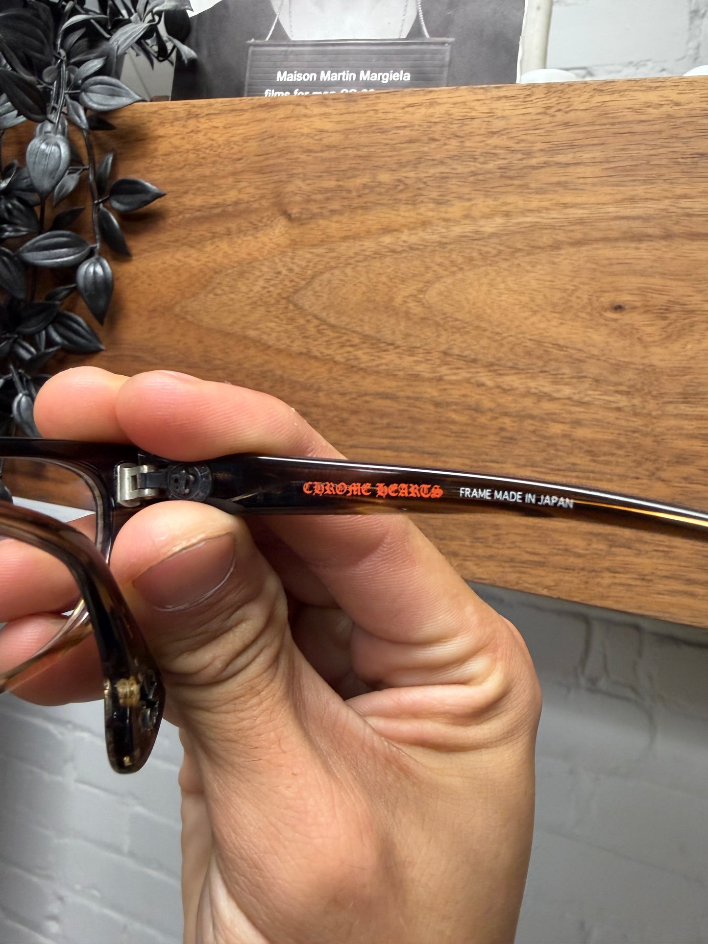 Chrome Hearts ‘Humunda’ Brown Tortoiseshell/ .925 Silver ‘Fleur de Lis’ Rounded Cat Eye Glasses