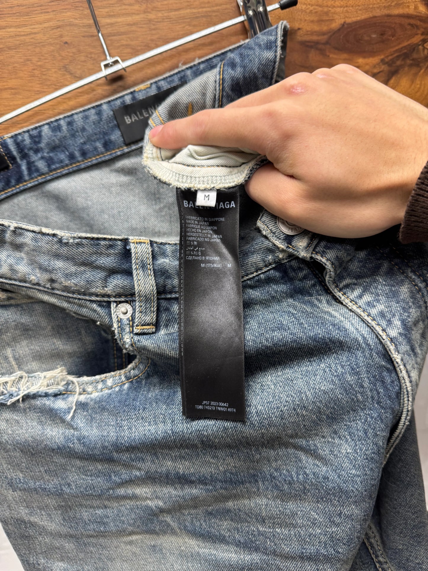 SS2024 Balenciaga ‘Destroyed’ Thrash Distressed Mud Wash Denim