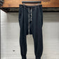 Rick Owens Drop Crotch Black Cotton Drawstring Sweatpants