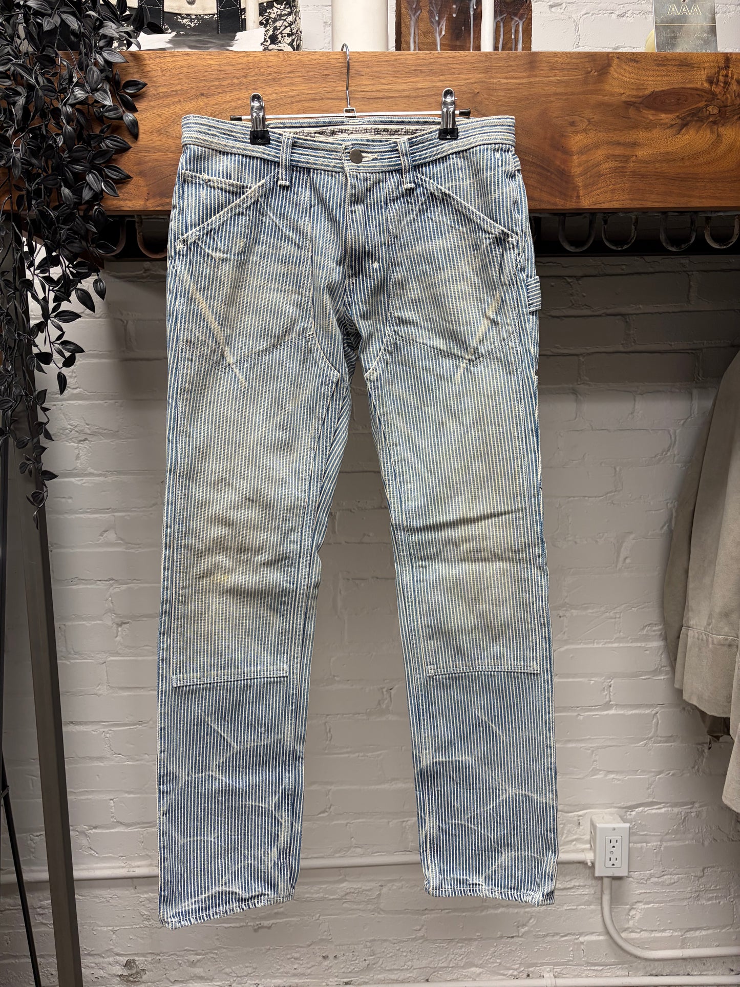 Number (N)ine ‘Crying Heart Patch’ Hickory Striped Blue Skinny Jeans