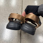 Number (N)ine Black/Gold Double Strap Sandals