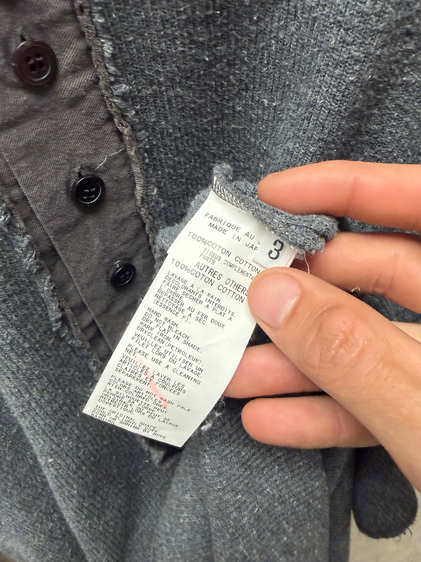 Yohji Yamamoto Pour Homme Thermal ‘Henley’ Assorted Button Long Sleeve Shirt