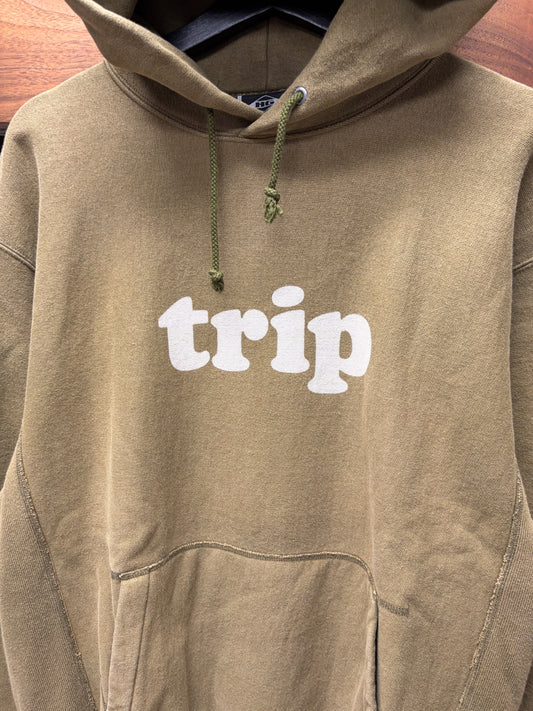 2000s Hysteric Glamour ‘Trip’ Faded Green/White Pullover Hoodie