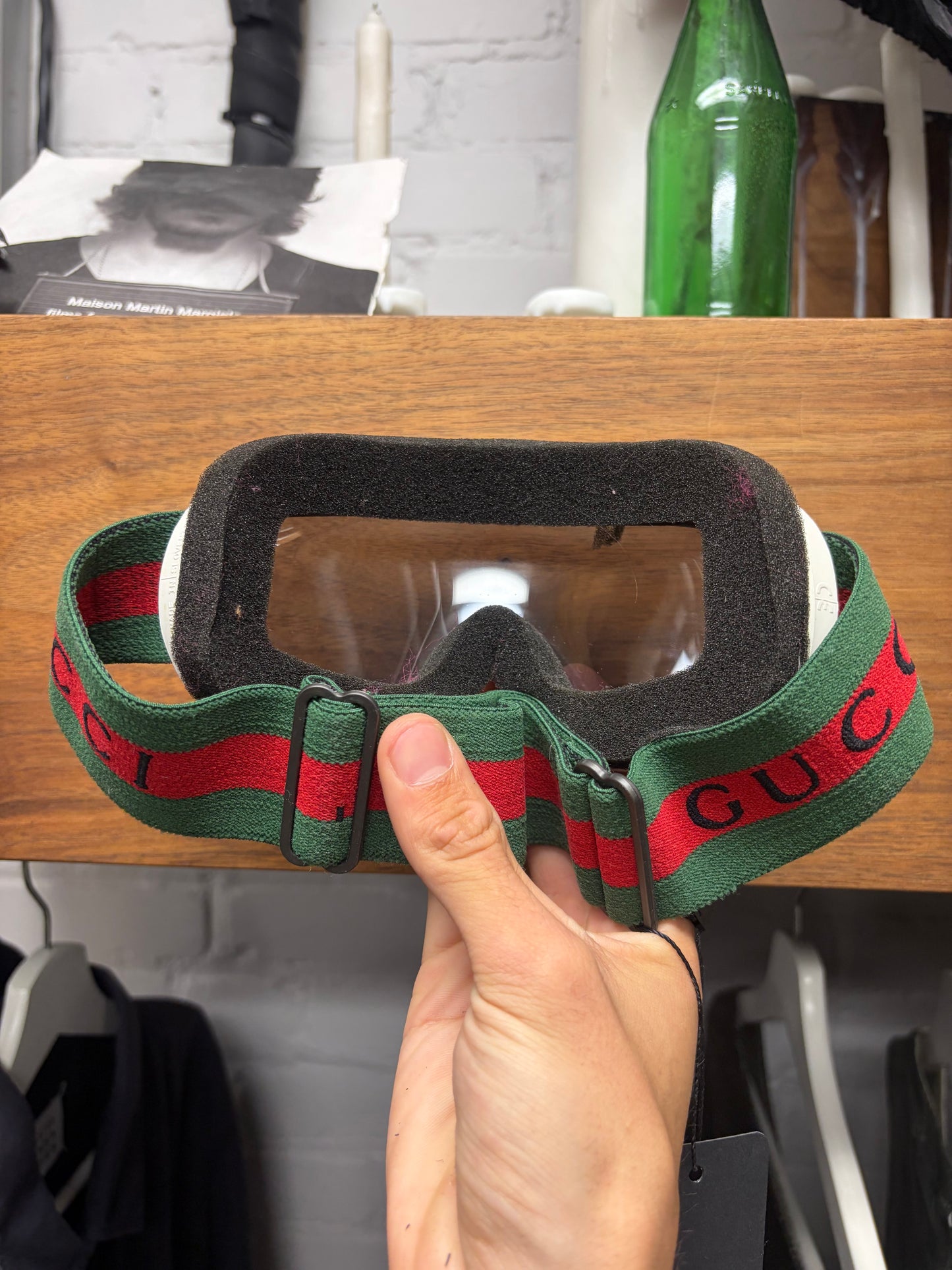 Gucci Red/Green Striped Logo ‘Kids Size’ Ski Goggles