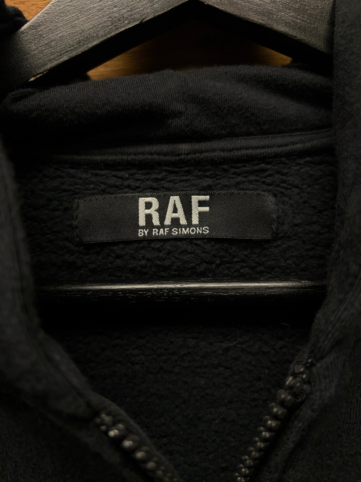 RAF by Raf Simons ‘Records’ Black Back Print Zip-Up Hoodie