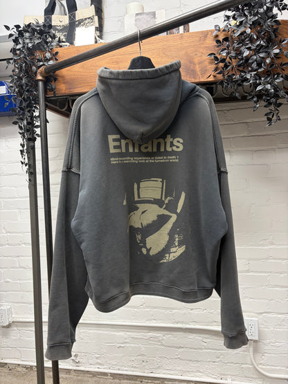 Enfants Riches Deprimes ‘Ticket to Death’ Faded Black French Terry Cotton Hoodie