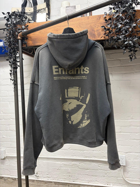 Enfants Riches Deprimes ‘Ticket to Death’ Faded Black French Terry Cotton Hoodie