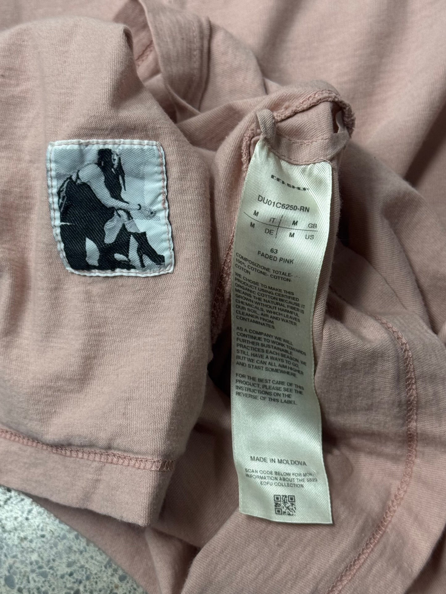 Rick Owens DRKSHDW ‘Faded Pink’ Asymmetric Back Seam T-Shirt