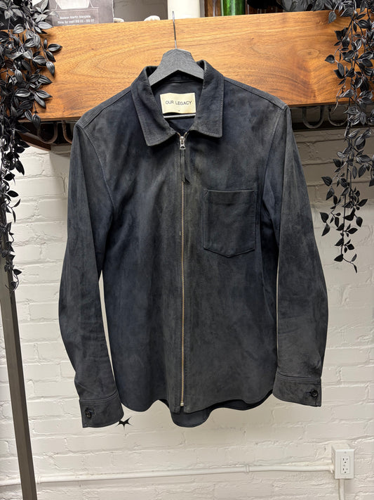 AW2015 Our Legacy ‘Marine Suede’ Faded Black Zip-Up Work Jacket