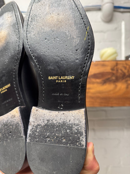 Saint Laurent Black Calfskin Leather ‘Wyatt’ Ankle Boot