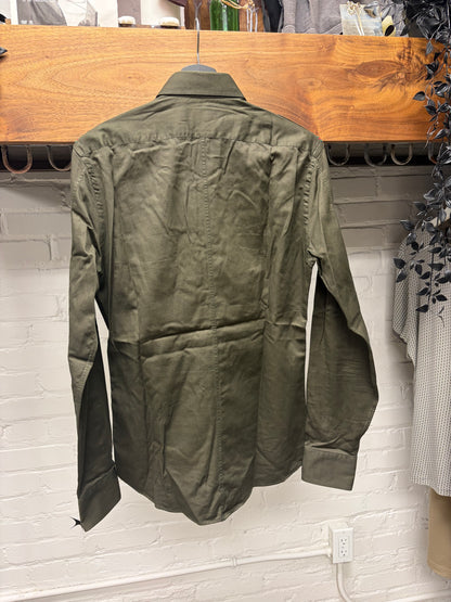 Gucci Military Inspired Button Snap Shirt with Stripe Branded Shoulder Epaulettes