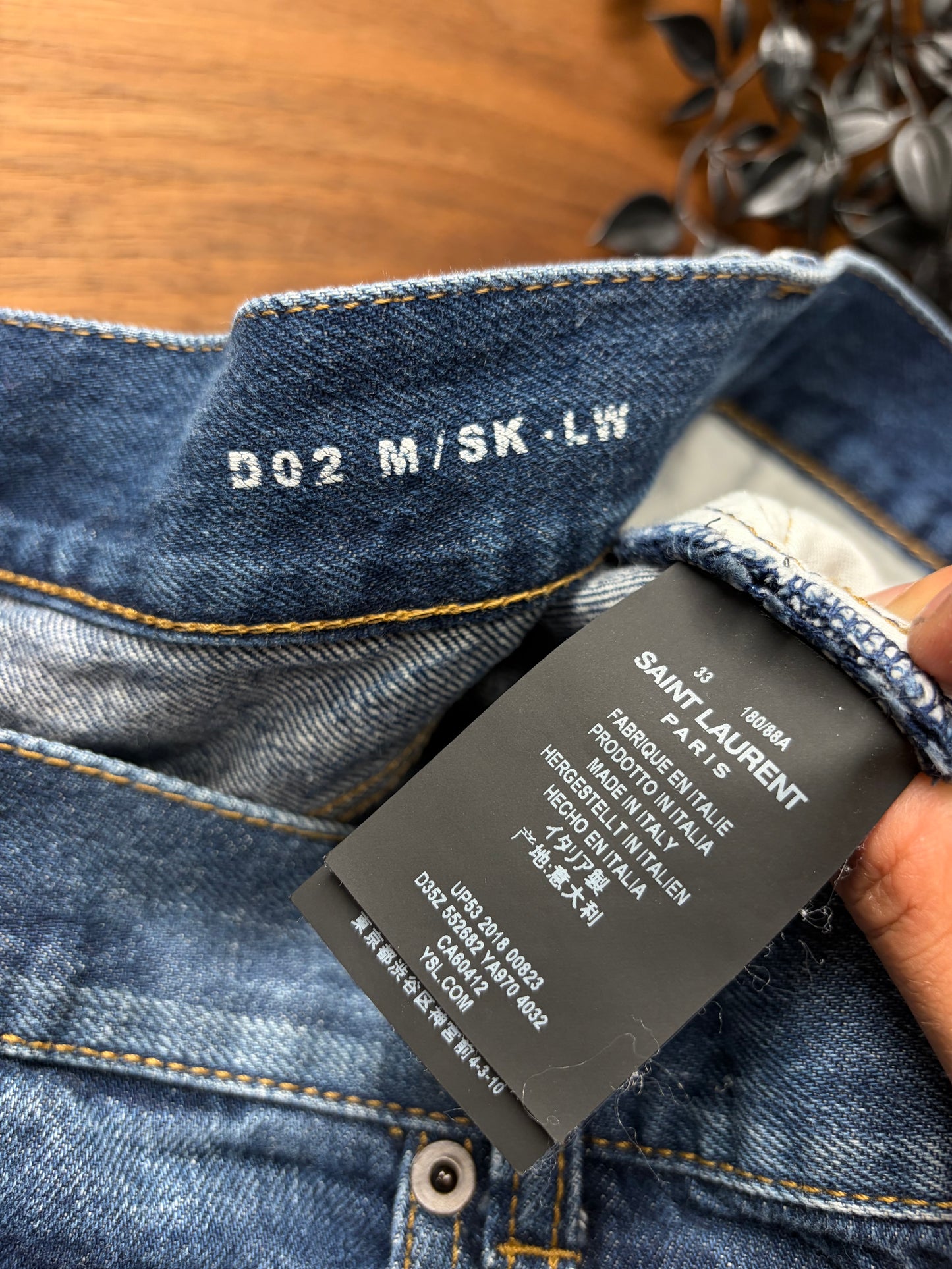 2018 Saint Laurent ‘D02’ Distressed Blue Skinny Jeans