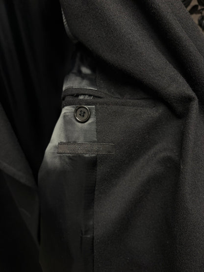 Vintage Helmut Lang Full Length Black Wool Double Breasted Coat