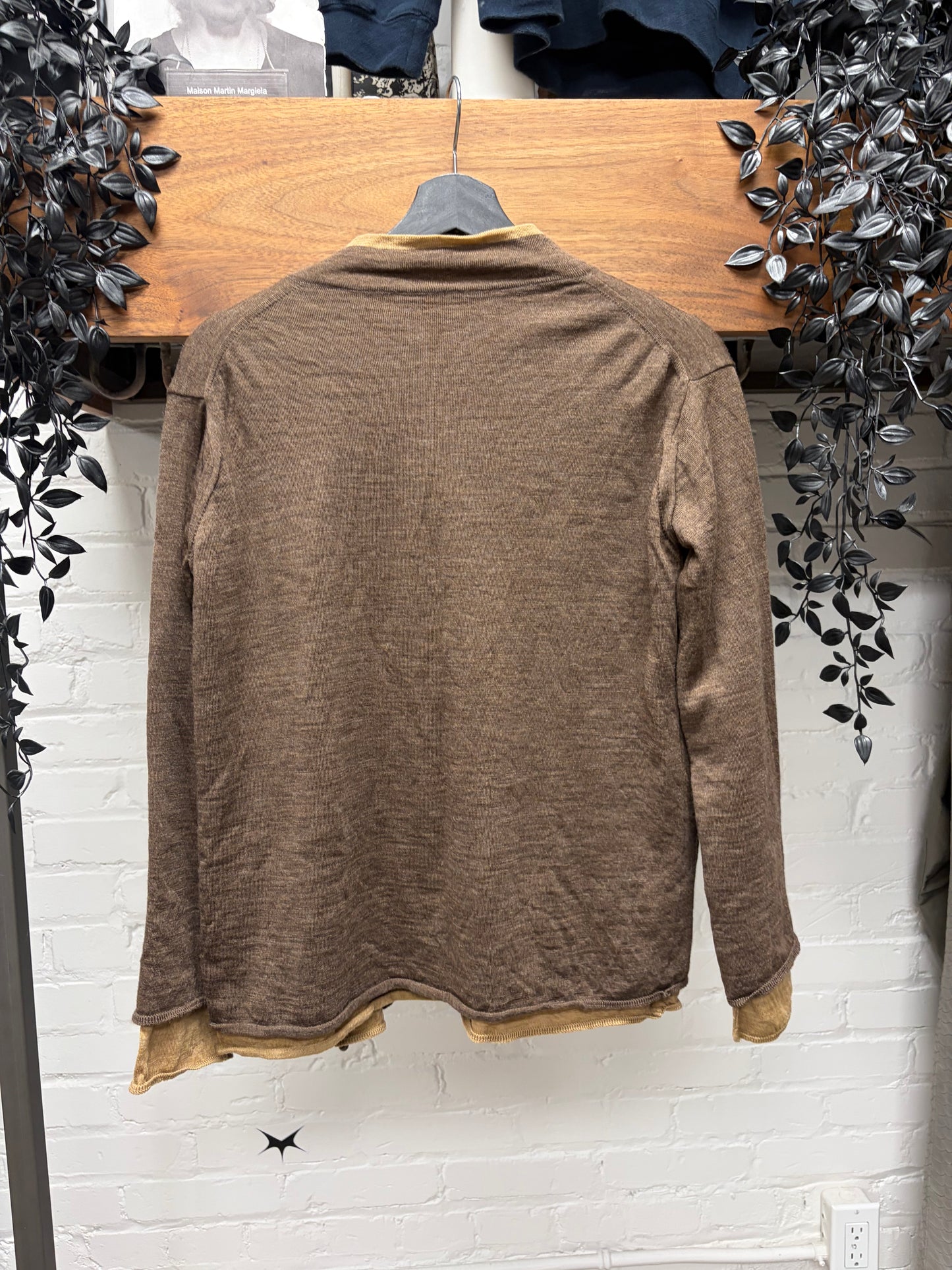 Yohji Yamamoto ‘Layered Fabric’ Two Tone Cardigan Shawl