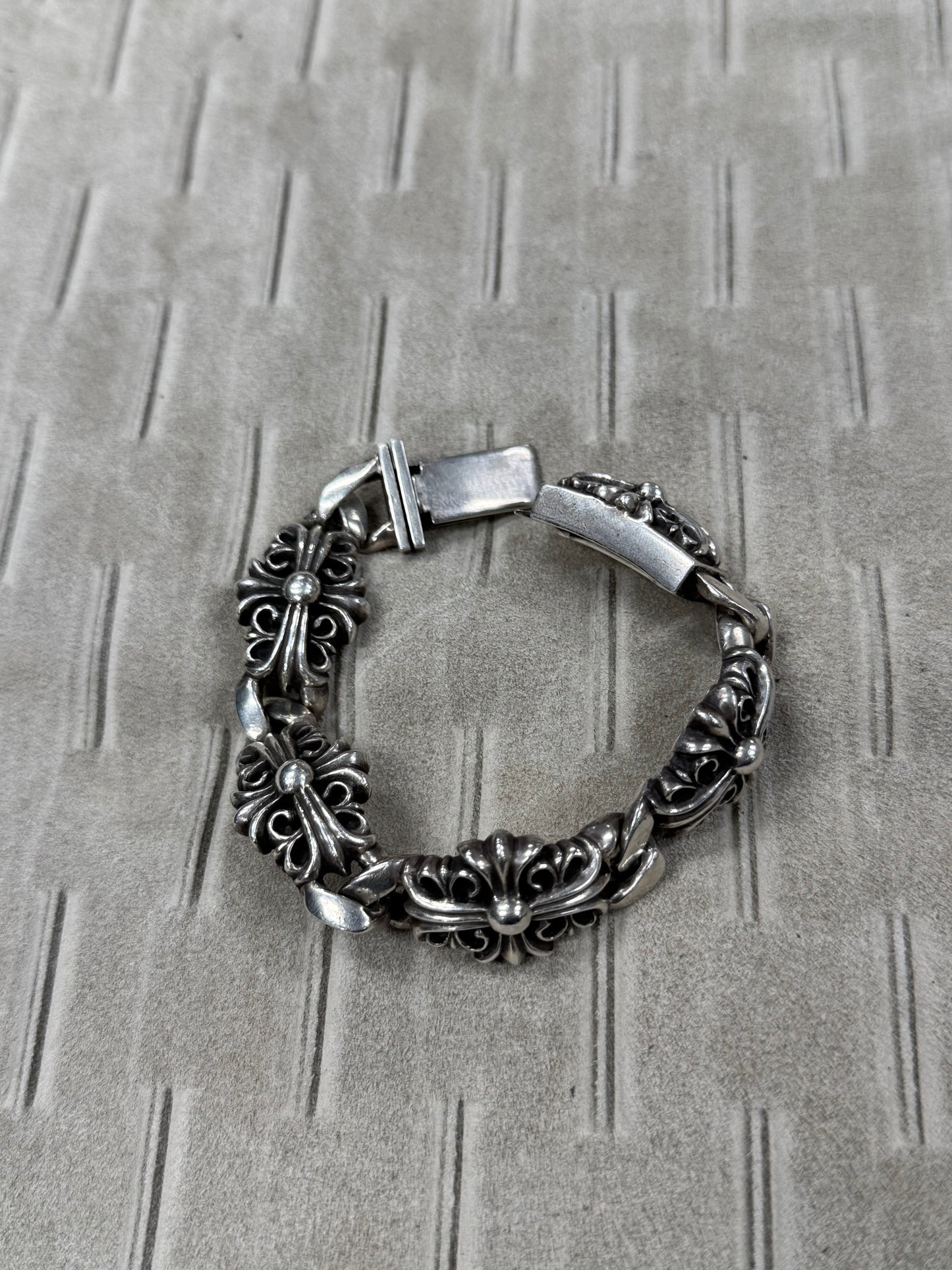 Chrome Hearts ‘Keeper Link’ Solid 925 Silver Cross Bracelet
