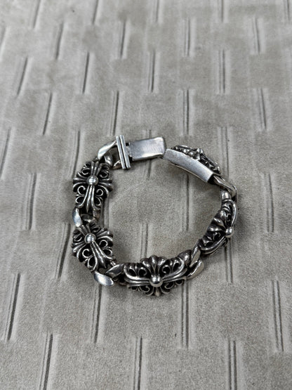 Chrome Hearts ‘Keeper Link’ Solid 925 Silver Cross Bracelet