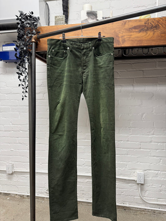 Dior Homme ‘Unaltered’ Murky Green Skinny Distressed Denim